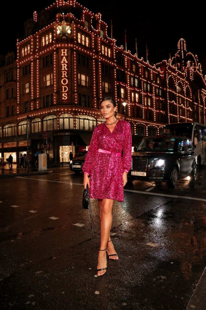 Imagem de Vestido Paetê Com Faixa Veludo Luzia Fazzolli