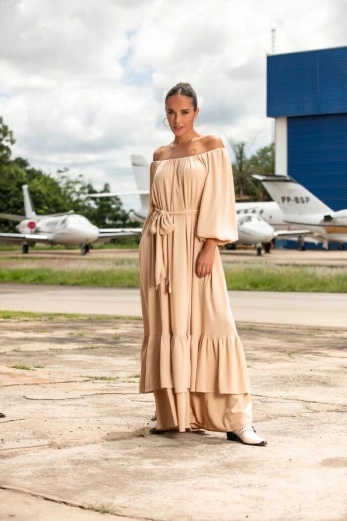Imagem de Vestido Longo Gabriela Bege Inffinity
