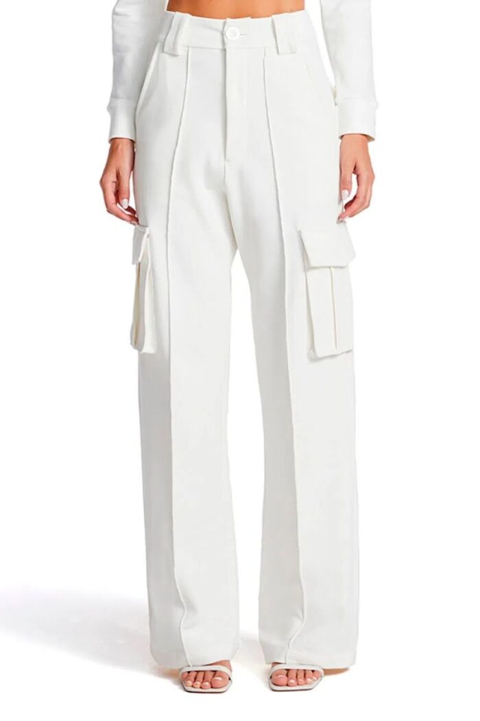 Imagem de Calça Pantalona de Malha Com Bolso e Friso Off White Zen