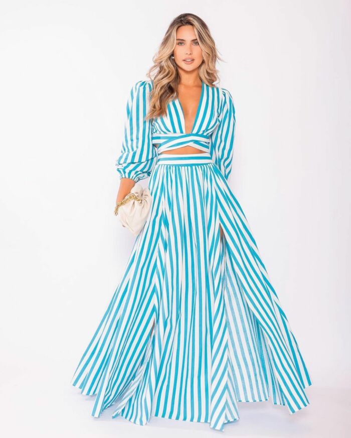 Imagem de Conjunto Listrado Azul Closet Deluxe