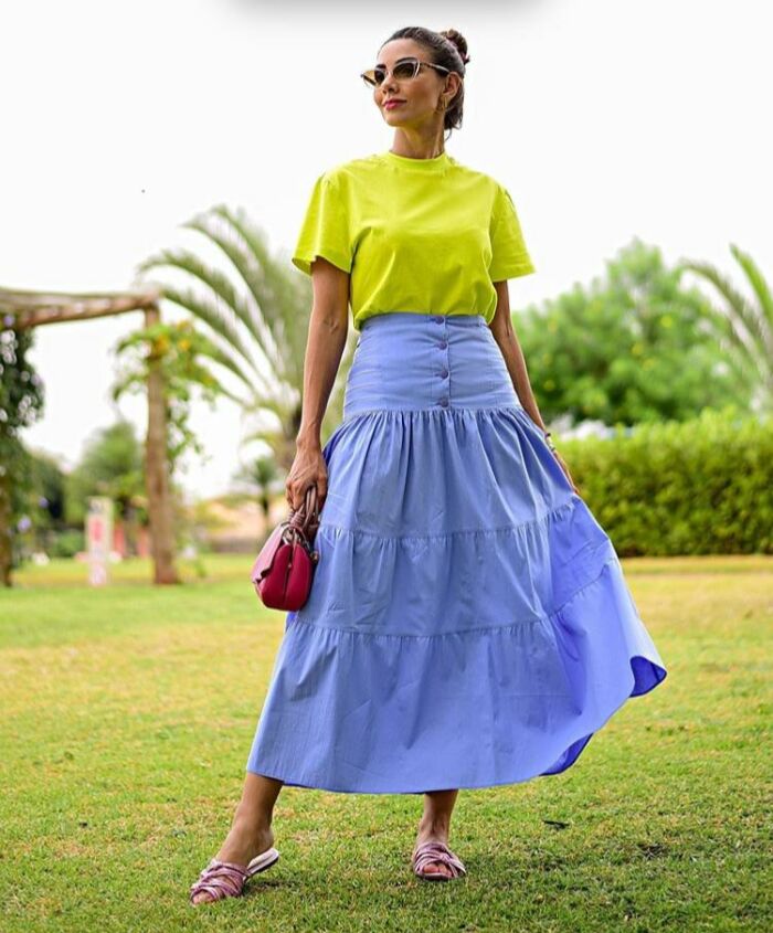 Imagem de Saia Midi Azul Aquarella