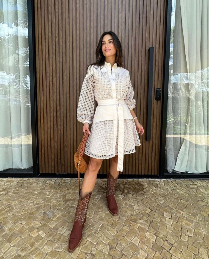 Imagem de Vestido Curto Em Laise Areia Loft 747