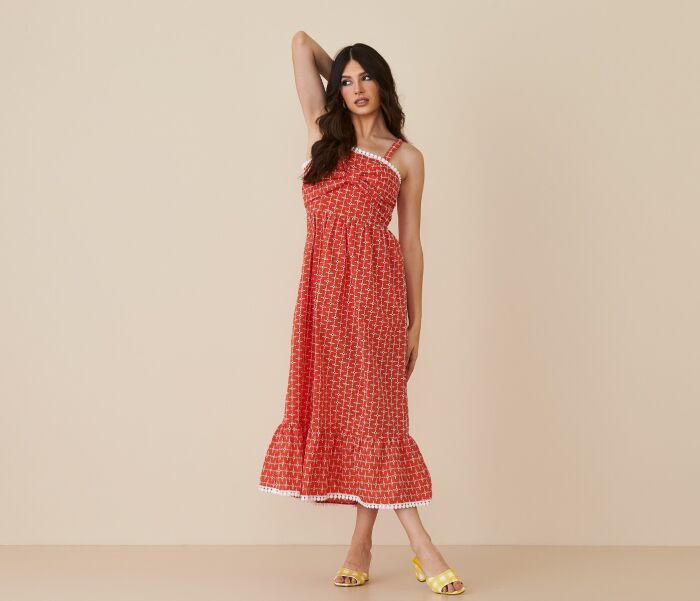 Imagem de Vestido Mídi Catarina Laranja Aquarella