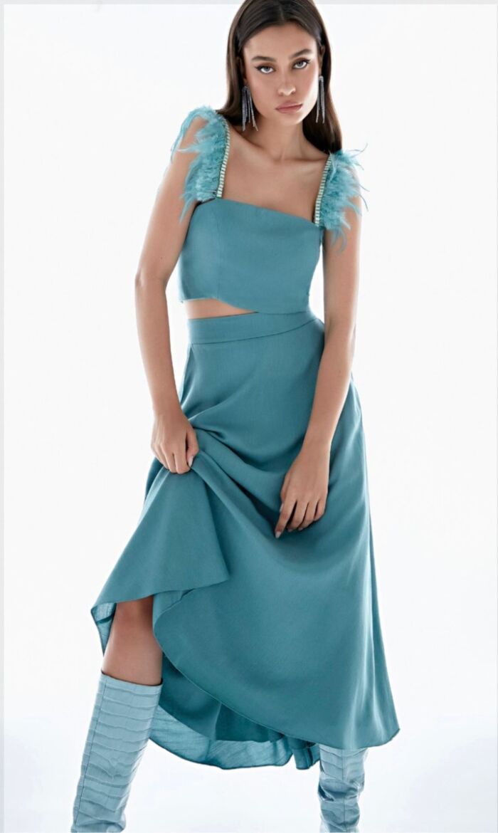 Imagem de Conjunto Top Alças Plumas Regina Salomão