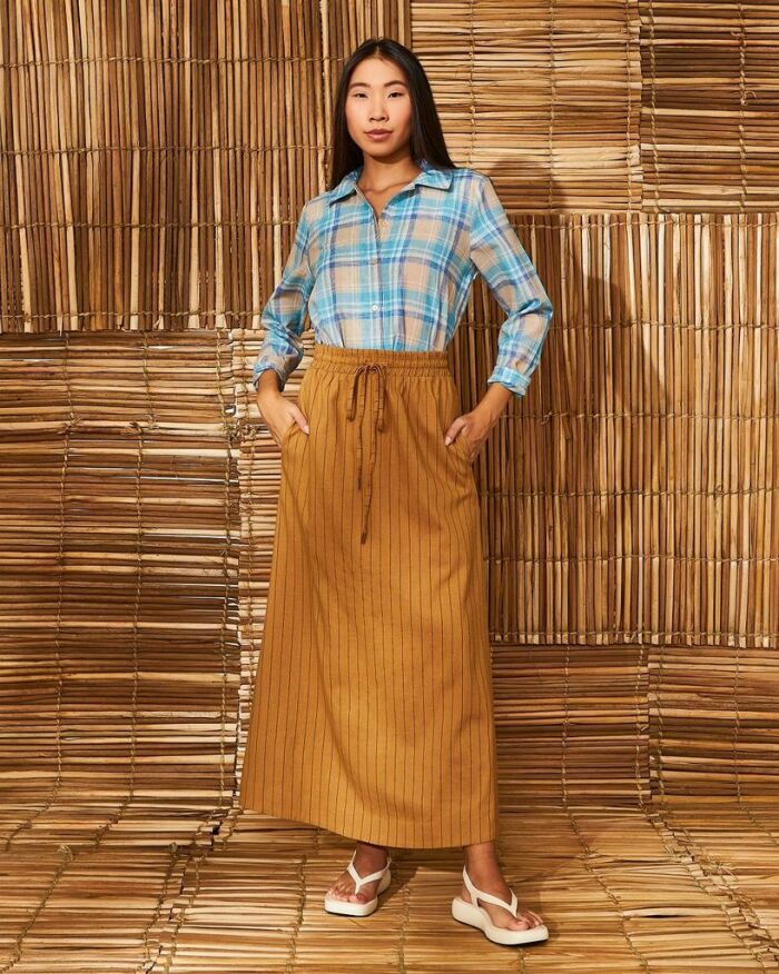 Imagem de Saia Mídi Linho Trancoso Aquarella