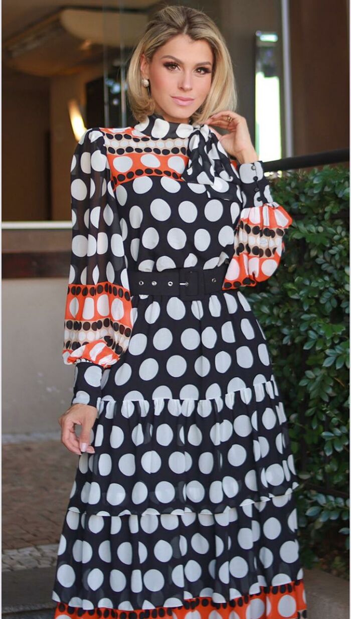 Imagem de Vestido Chiffon Poá Luzzia Fazzolli