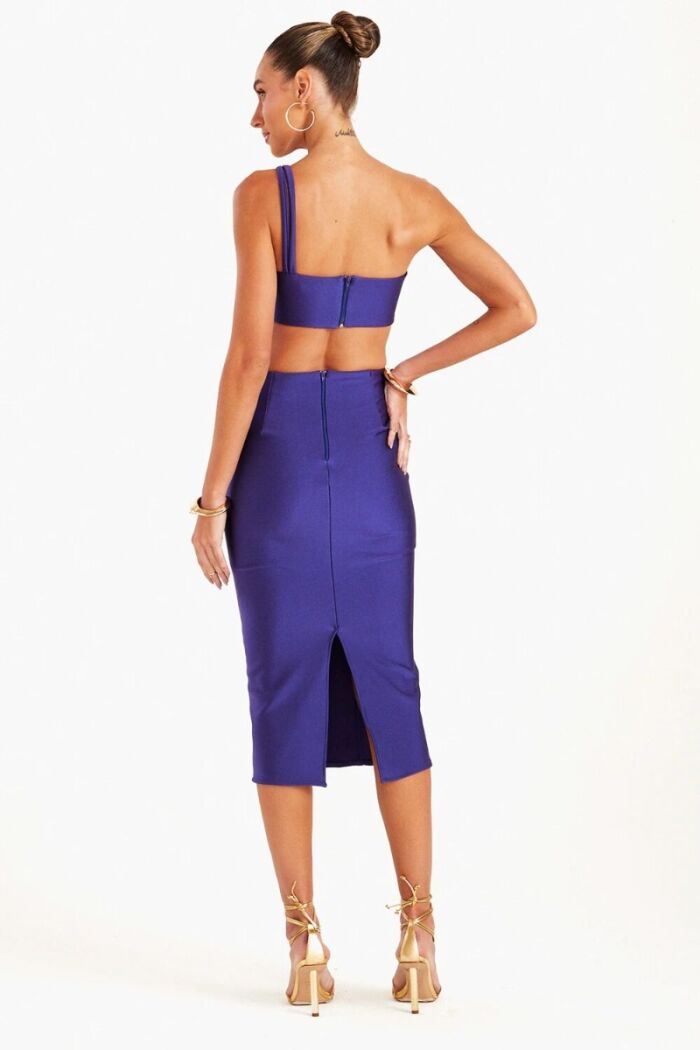 Imagem de Vestido Mídi Sculpt Um Ombro Só Azul Carbono