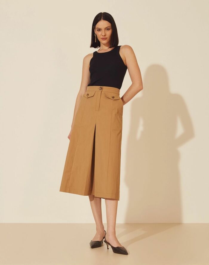 Imagem de Saia Mídi Liana Marrom Amissima