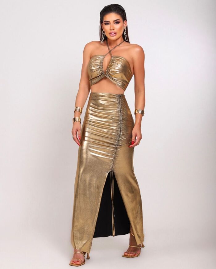 Imagem de Conjunto Top e Saia Foil Luleg