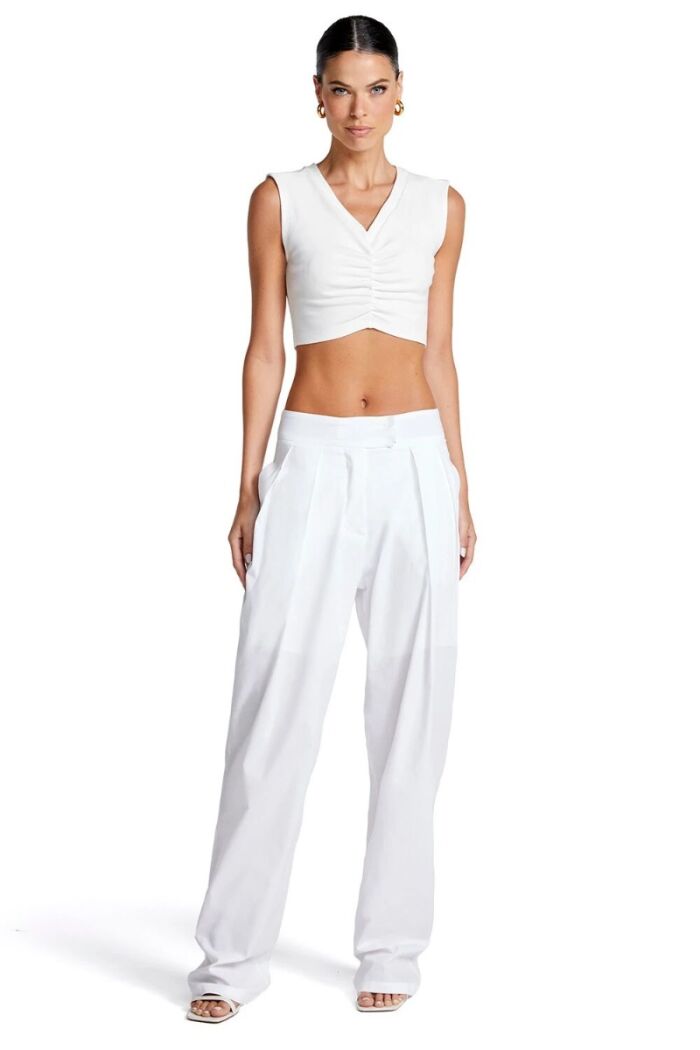 Imagem de Regata Curta Franzido Frontal Off White Zen