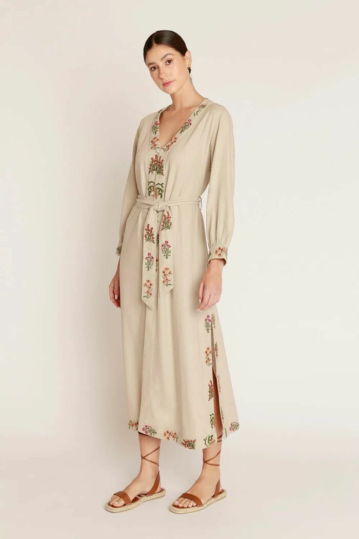 Imagem de Vestido Linho com Bordado Floral La Chocolê