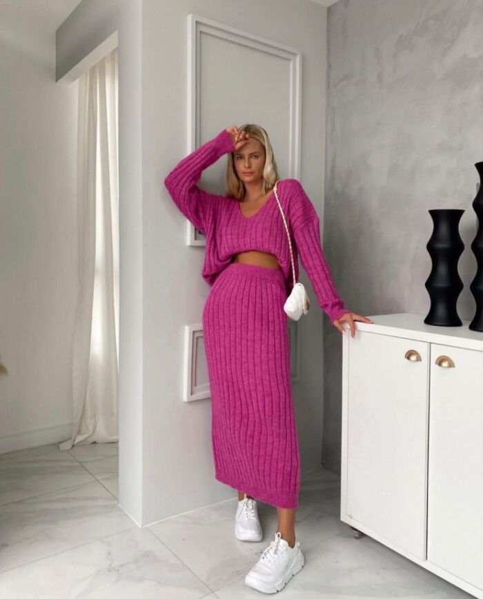 Imagem de Conjunto Tricô Roxo Hush By Rosana