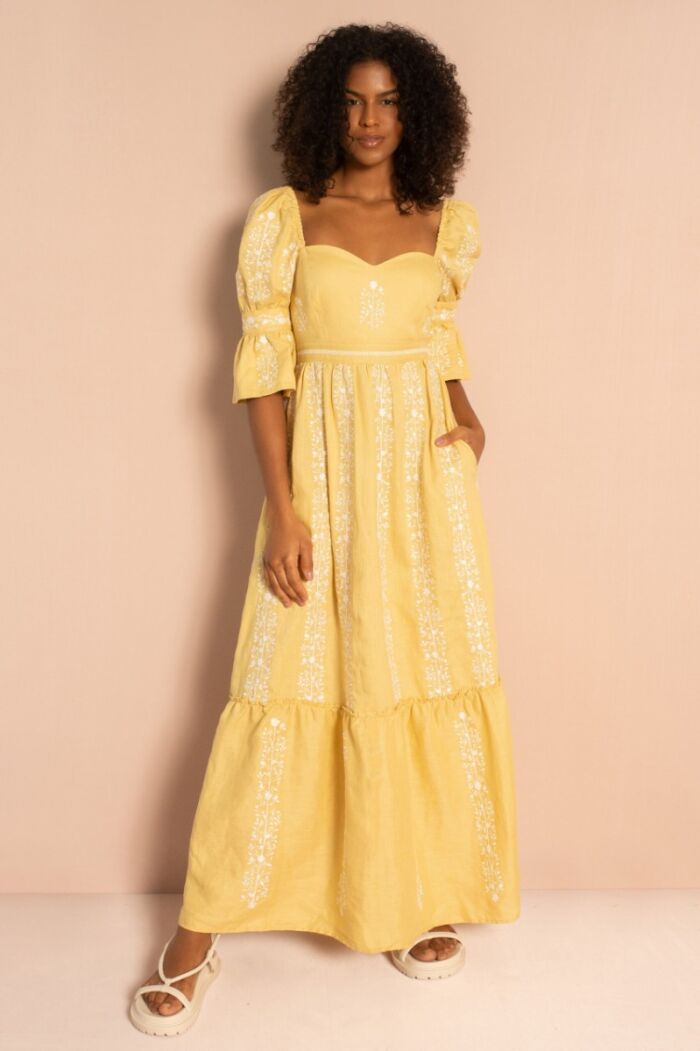 Imagem de Karina Vestido Linho Amarelo Marie Mercié