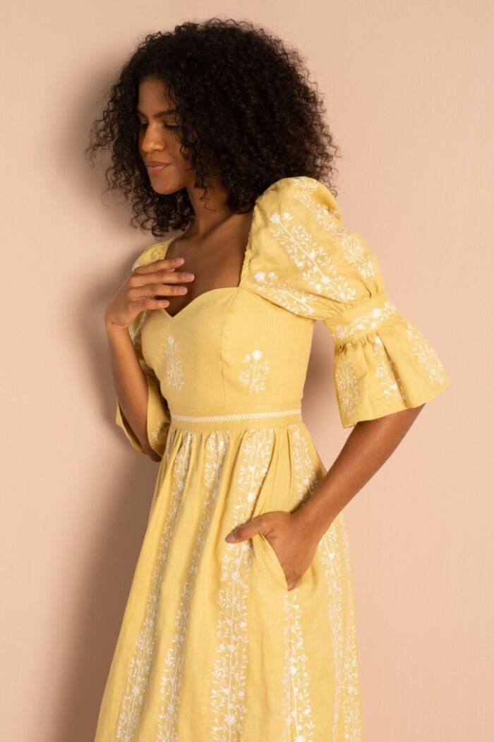 Imagem de Karina Vestido Linho Amarelo Marie Mercié