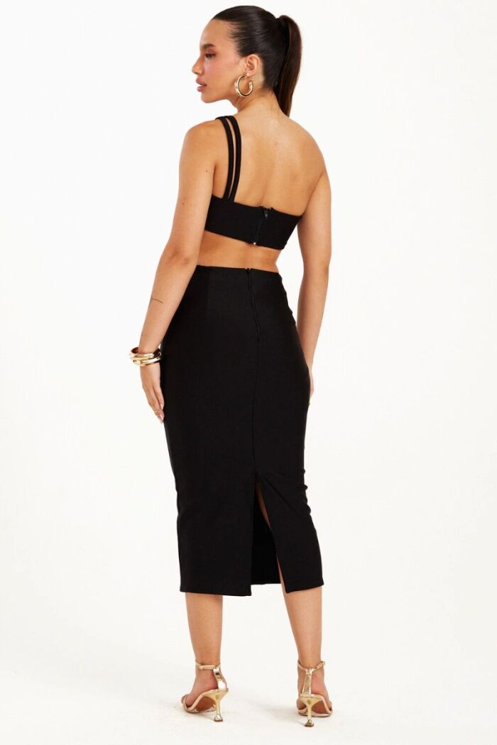 Imagem de Vestido Mídi Sculpt Um Ombro Só Preto Zen