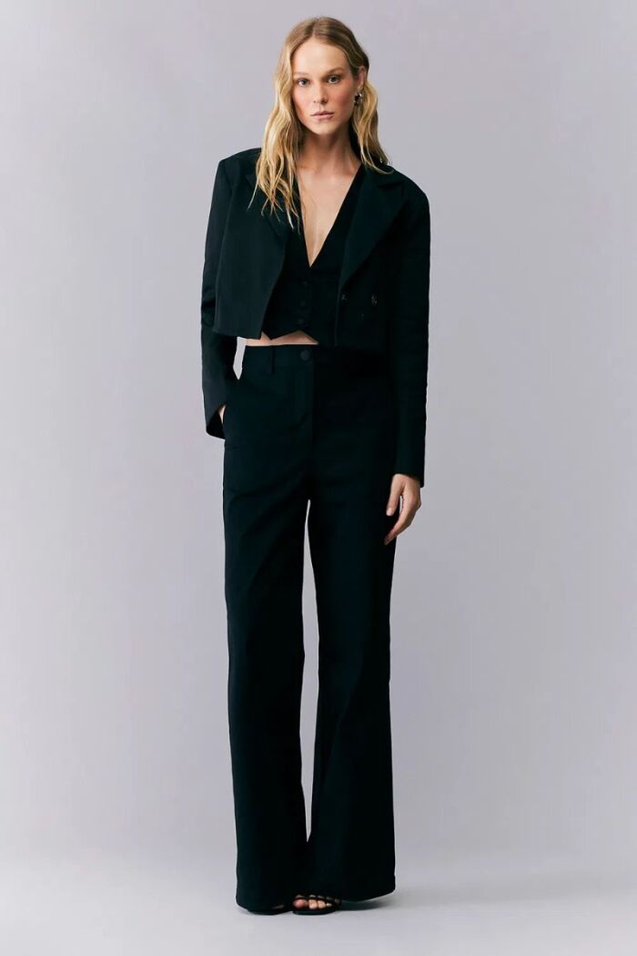 Imagem de Calça Reta Alfataria de Sarja Preta Zen