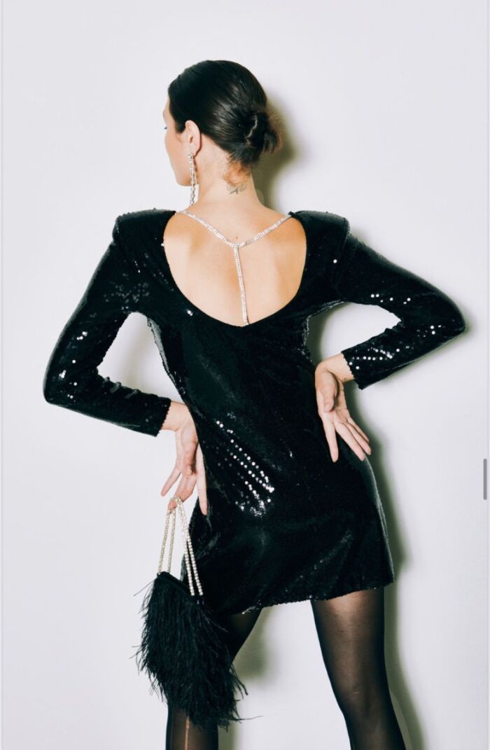 Imagem de Vestido Paetê Strass Costas