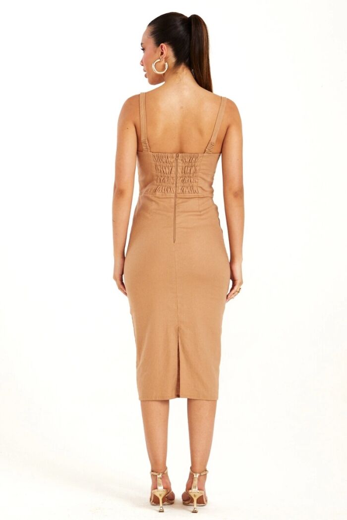 Imagem de Vestido Mídi Recorte Bojo Alças Largas Kaki Zen