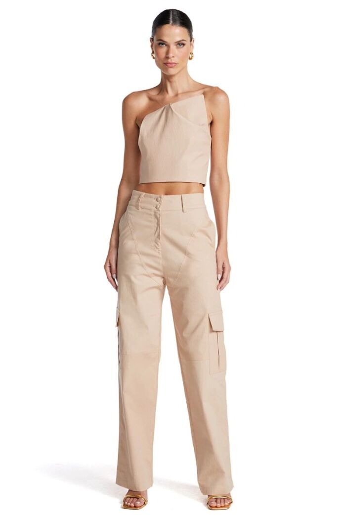 Imagem de Calça Reta Bolsos Laterais Kaki Zen