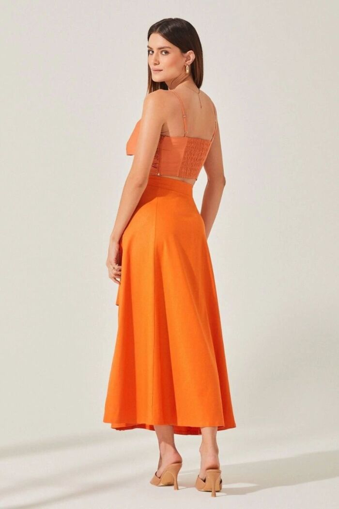 Imagem de Saia Dupla Abertura Frente Laranja Zen