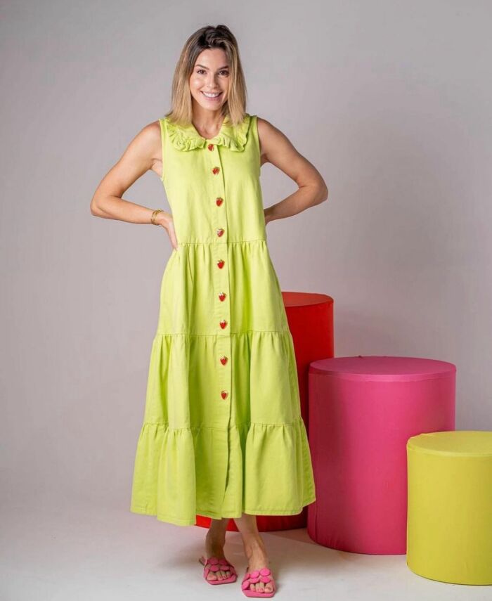 Imagem de Vestido Babado Gola Botões Moranguinho Lima Bardôh