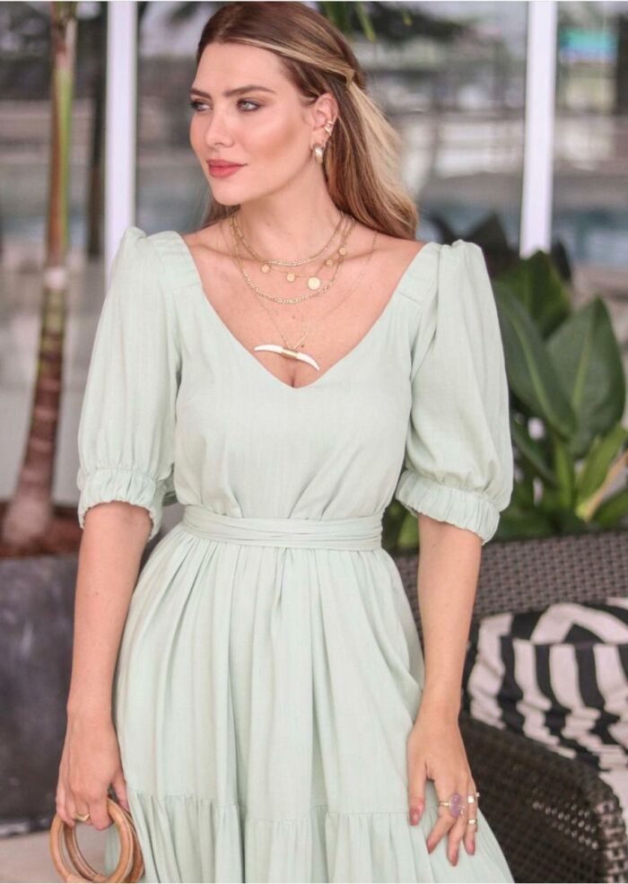 Imagem de Vestido 3 Babados Verde Zen
