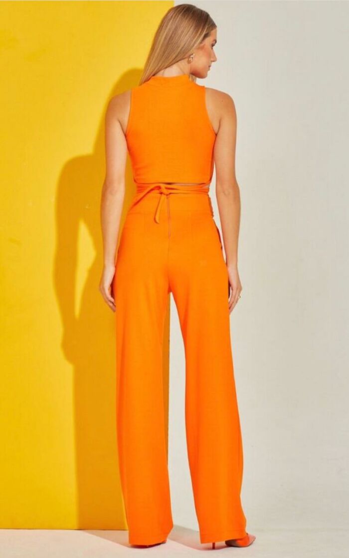 Imagem de Cropped Gola Alta Com Amarração Na Cintura Laranja Zen