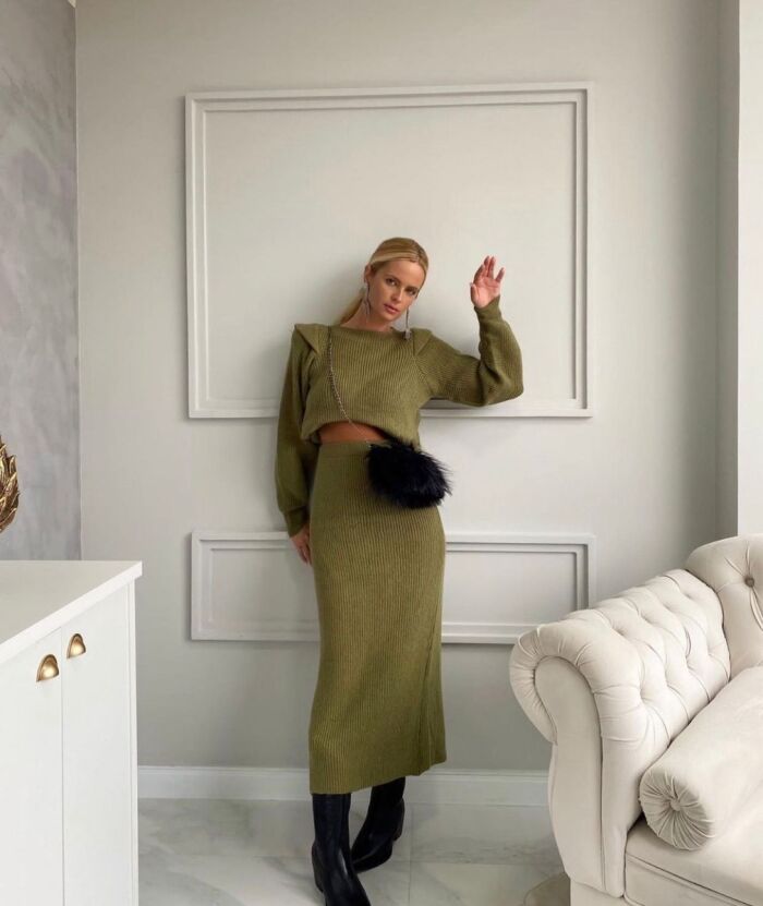 Imagem de Conjunto Tricô Verde Militar Hush By Rosana