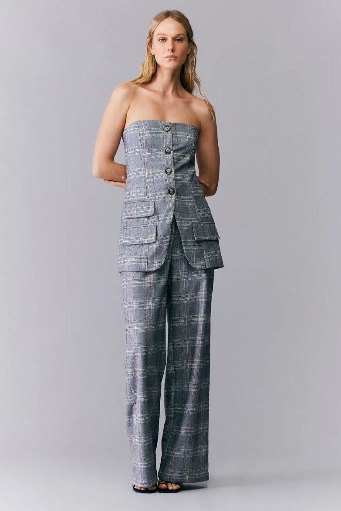 Imagem de Calça Reta Alfaiataria Xadrez Zen