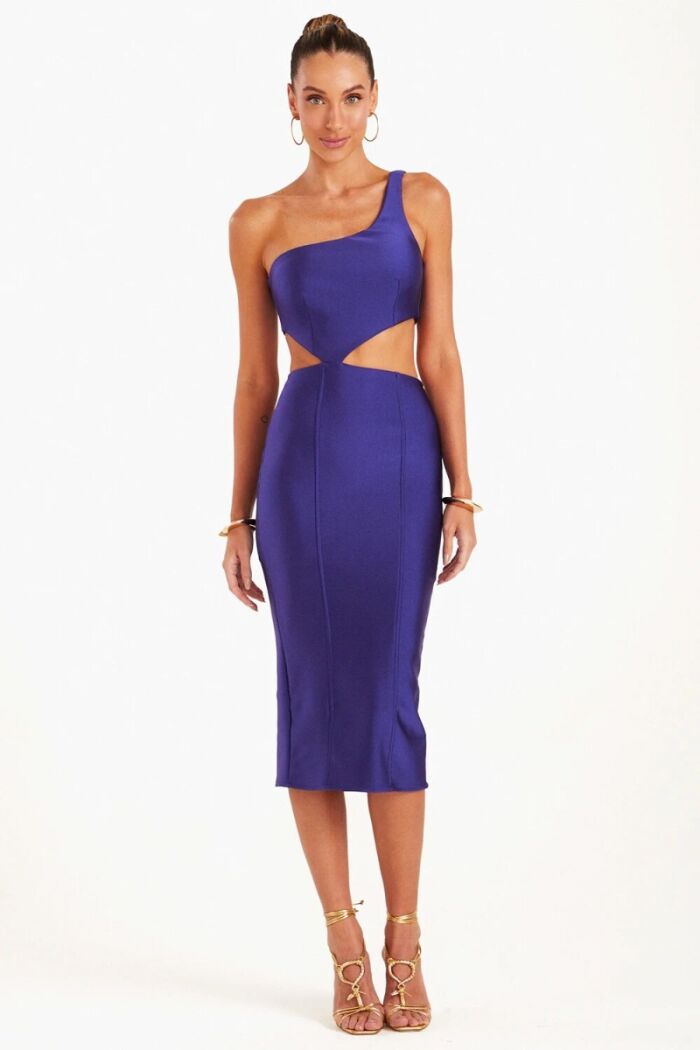 Imagem de Vestido Mídi Sculpt Um Ombro Só Azul Carbono