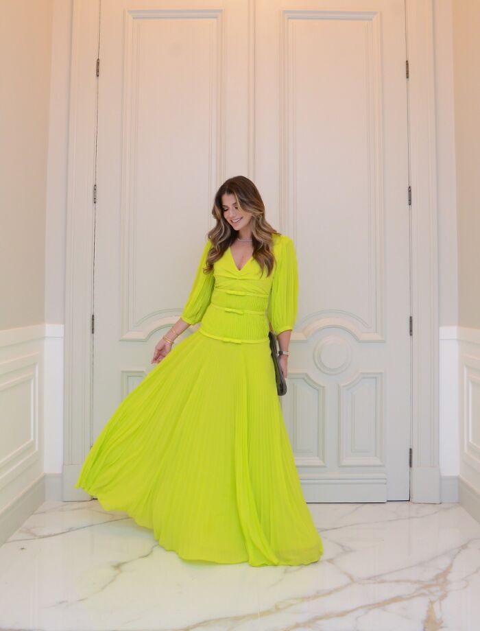 Imagem de Vestido Chiffon Plissado Detalhe Laço Luzia Fazzolli