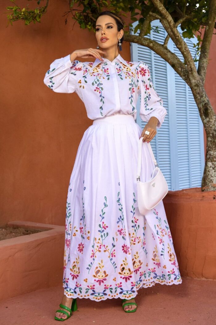 Imagem de Isa Saia Longa Off White Marie Mercié