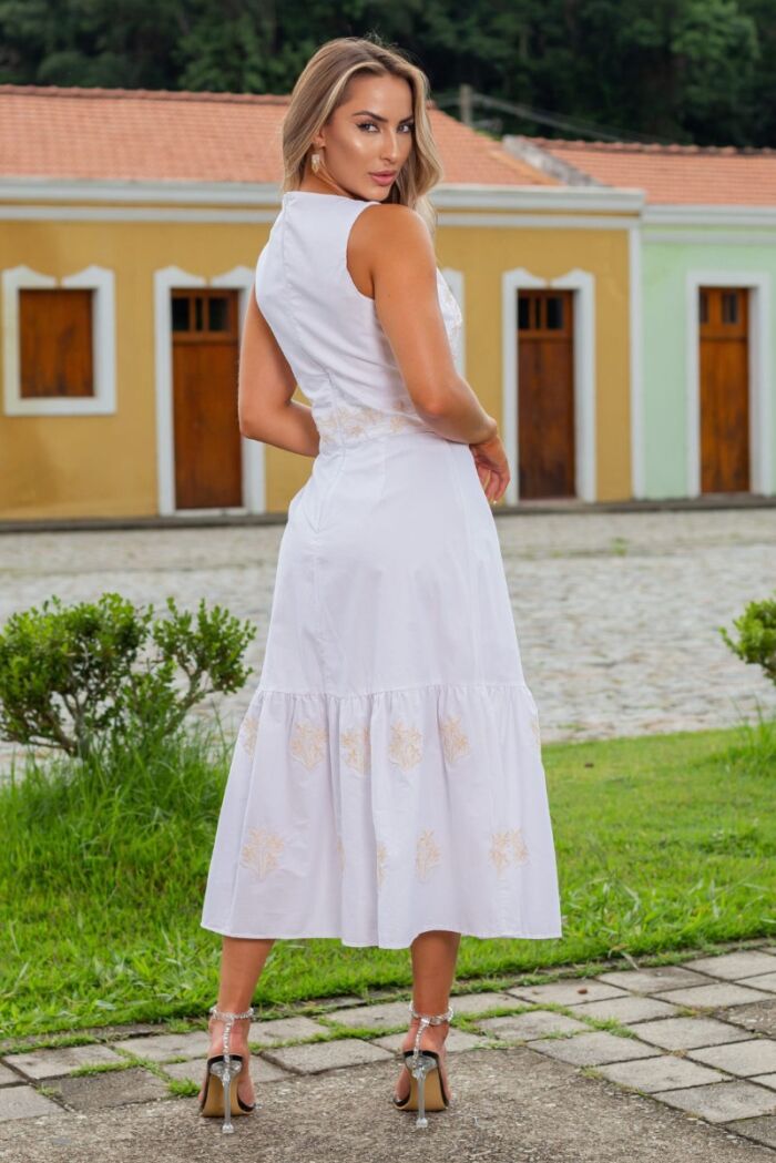 Imagem de Cintia Branco Vestido Mídi Marie Mercié