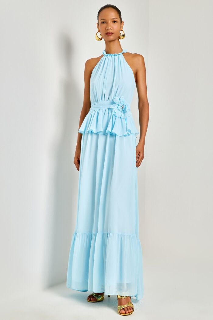 Imagem de Vestido Longo Peplum Florescer Azul Ave Rara