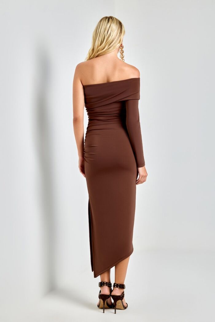 Imagem de Vestido Assimétrico Fenda Lateral Marrom Ave Rara