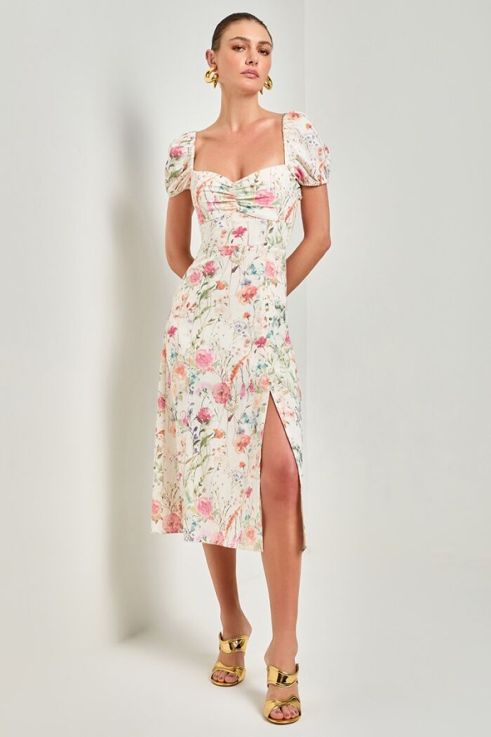 Imagem de Vestido Mídi Linho Jardim Secreto Ave Rara