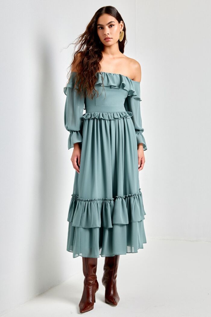 Imagem de Vestido Mídi Flávia Verde Ave Rara