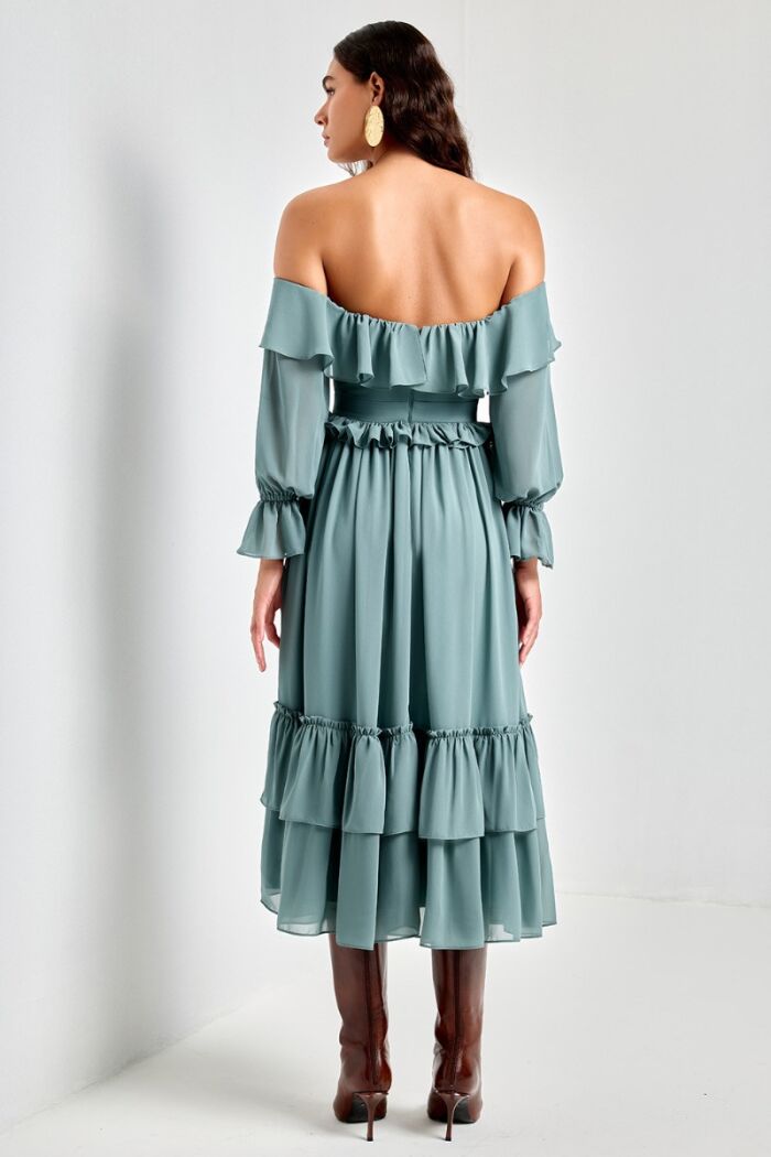 Imagem de Vestido Mídi Flávia Verde Ave Rara