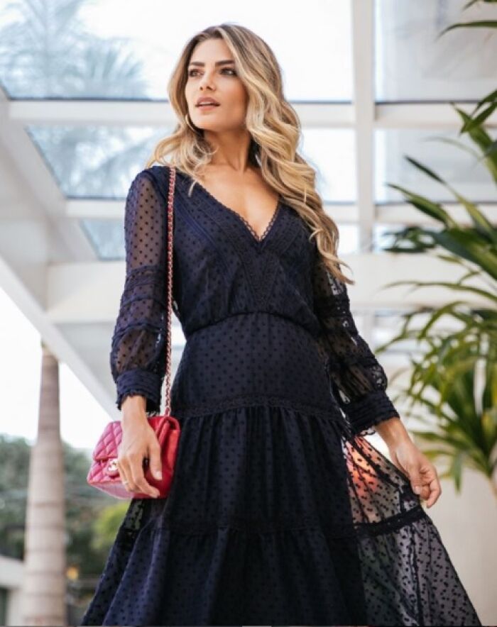 Imagem de Vestido Chiffon Bordado Petit Luzia Fazzoli