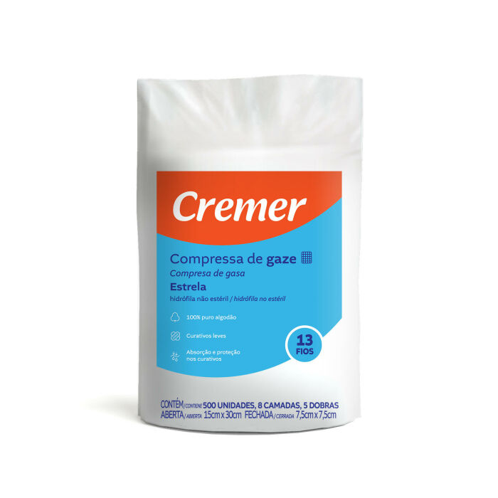 Imagem de COMPRESSA DE GAZE TIPO ESTRELA 7.5CMX7.5CM CREMER UND
