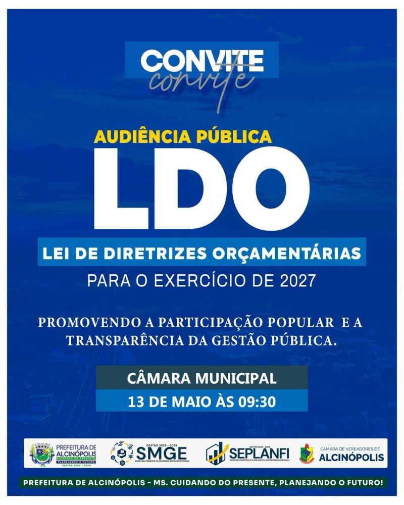 Imagem ilustrativa da matéria Prefeitura de Alcinópolis convida moradores para discutir prioridades do orçamento de 2027