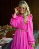 Imagem adicional 1 do item Vestido Manga Longa Três Babados Rosa Mais Um
