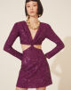 Imagem adicional 1 do item Vestido Mini Abertura Frontal Roxo Amissima