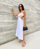 Imagem adicional 2 do item Vestido Midi Decote Reto e Fenda Off White Zen