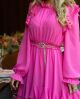Imagem adicional 3 do item Vestido Manga Longa Três Babados Rosa Mais Um