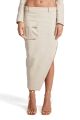 Imagem adicional 0 do item Saia Mídi Com Fenda Diagonal Kaki Zen