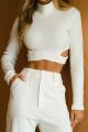 Imagem adicional 2 do item Cropped Manga Longa Recorte Na Barra Off White Zen