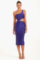 Imagem adicional 2 do item Vestido Mídi Sculpt Um Ombro Só Azul Carbono