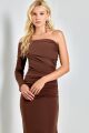 Imagem adicional 2 do item Vestido Assimétrico Fenda Lateral Marrom Ave Rara