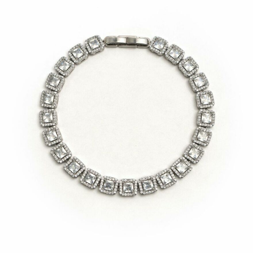 Imagem de Pulseira Riviera Qudriculada Prateada